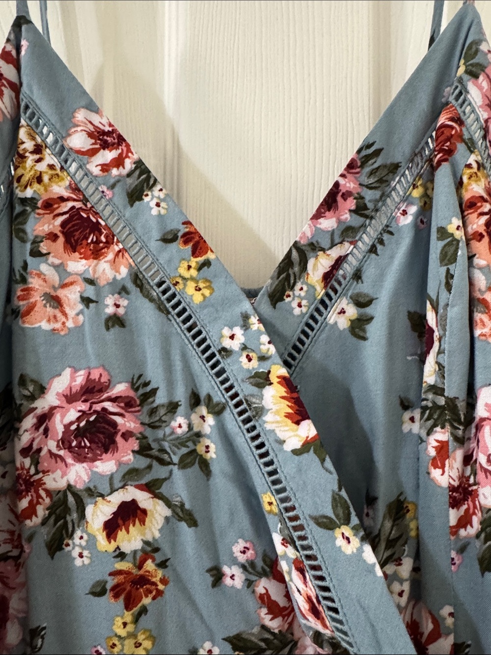 Boho Floral Wrap Sundress in Dusty Blue - Picture 2 of 5